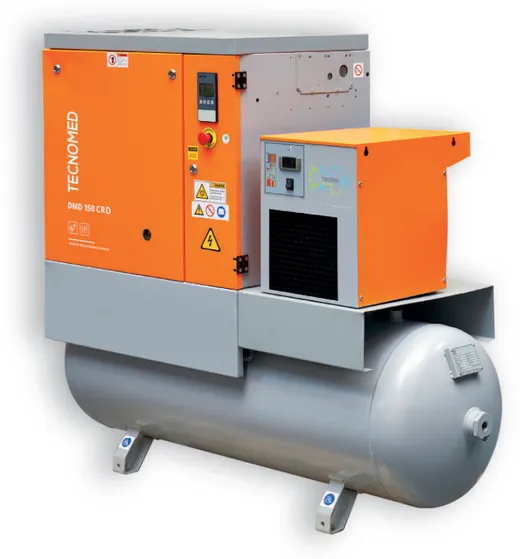 Medical air plant layout showing three screw type compressors feeding the air tanks