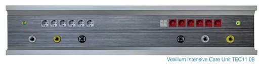 Vexillum intensive care unit panel with grounding point and medical air outlet