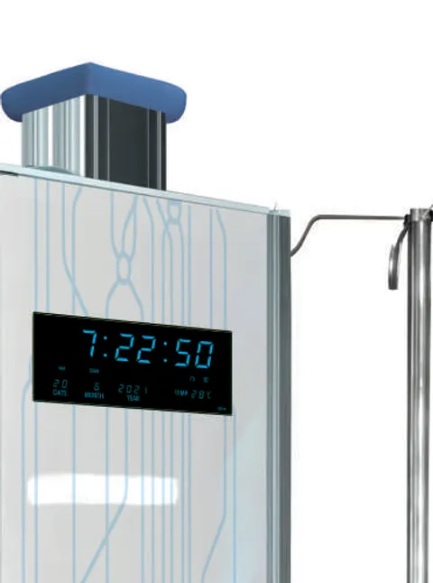 Vertical intensive care unit column with digital display, IV pole and accessory rail