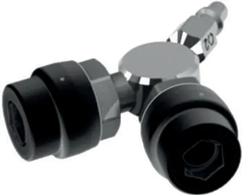 Black medical gas double outlet for medical air, brass body with two sockets