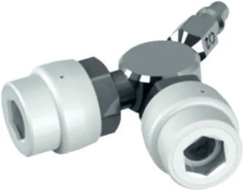 White oxygen medical gas double outlet adapter with two sockets
