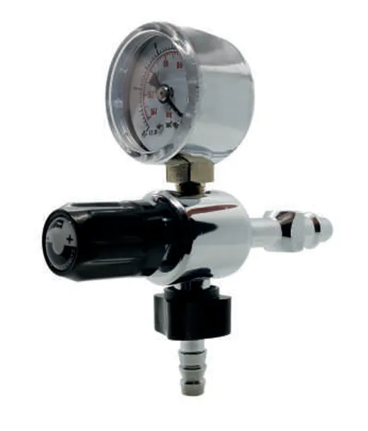 Tecnomed TEC41.11 medical gas valve with manometer and hose connection nipple