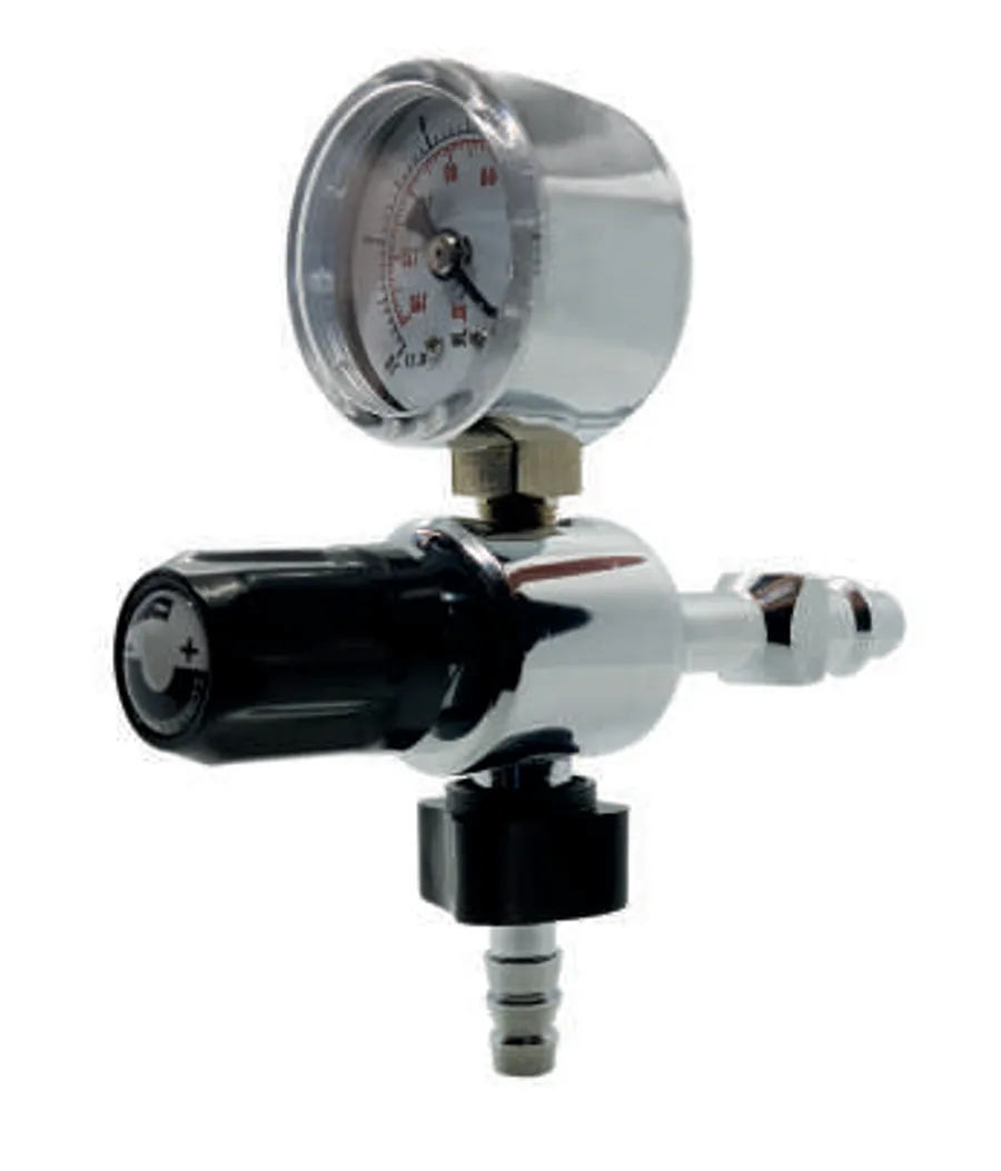 Tecnomed TEC41.11 medical gas valve with manometer and hose connection nipple